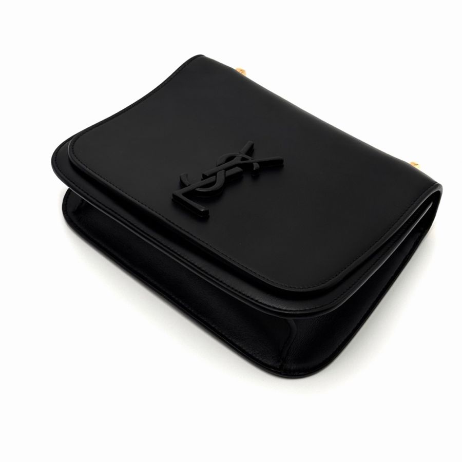 🖤 YSL 黑色金扣肩背斜背郵差包 🖤-4