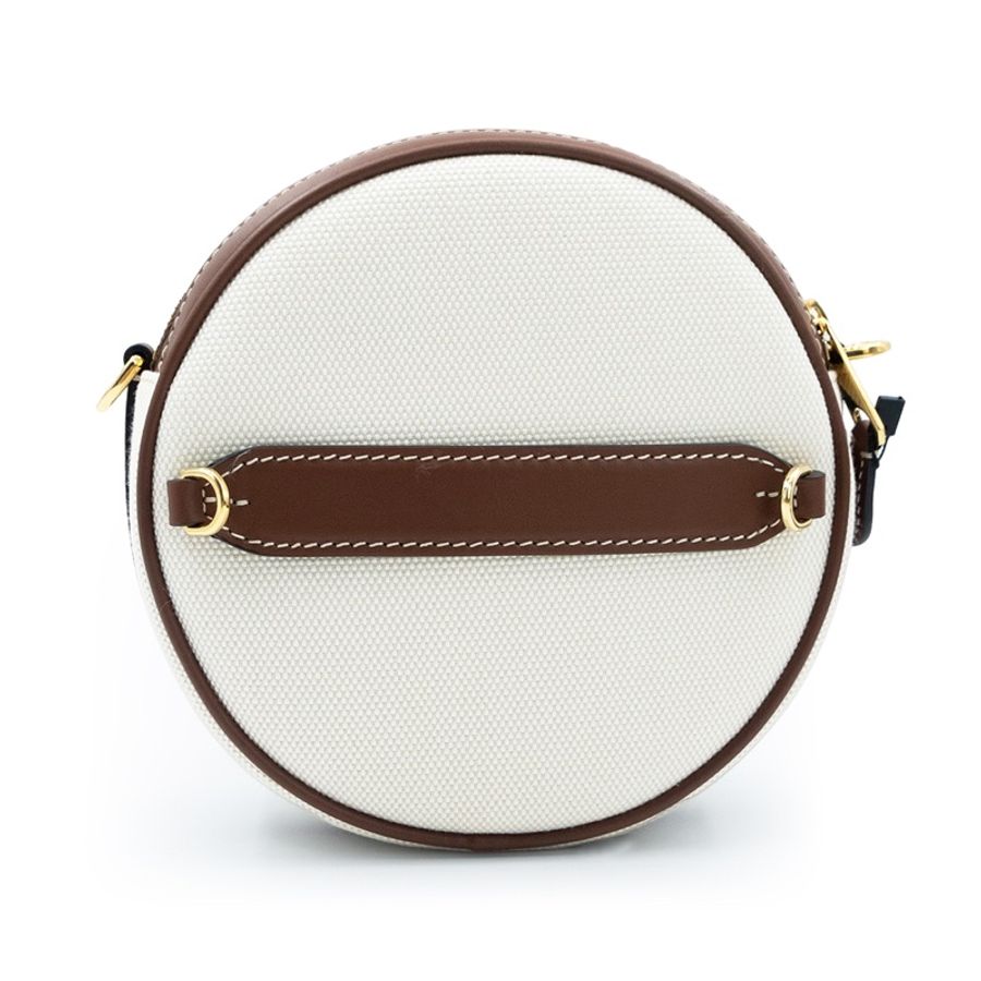 平台最低價最新閒置品✨ 許路兒同款 BURBERRY 巴寶莉 Louise 帆布圓餅手拿斜背包(白/棕)-6