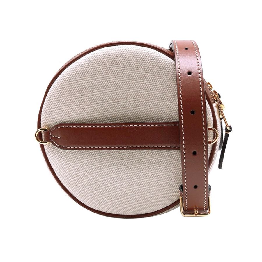 平台最低價最新閒置品✨ 許路兒同款 BURBERRY 巴寶莉 Louise 帆布圓餅手拿斜背包(白/棕)-9