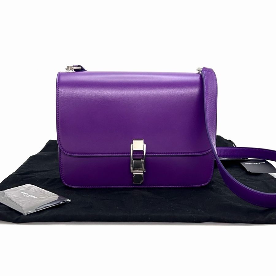 💜 YSL Carre Box 紫羅蘭銀扣肩背斜背包 💜-5