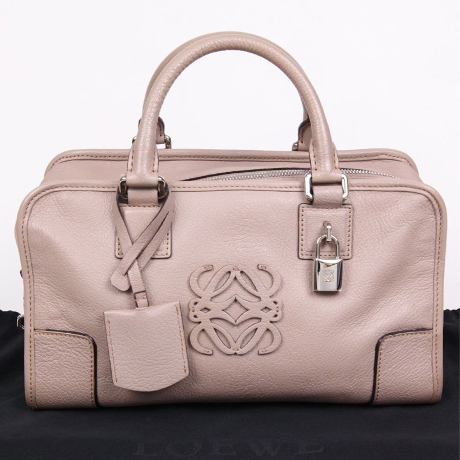 Loewe大象灰荔枝皮amazona小号锁头手提包-2