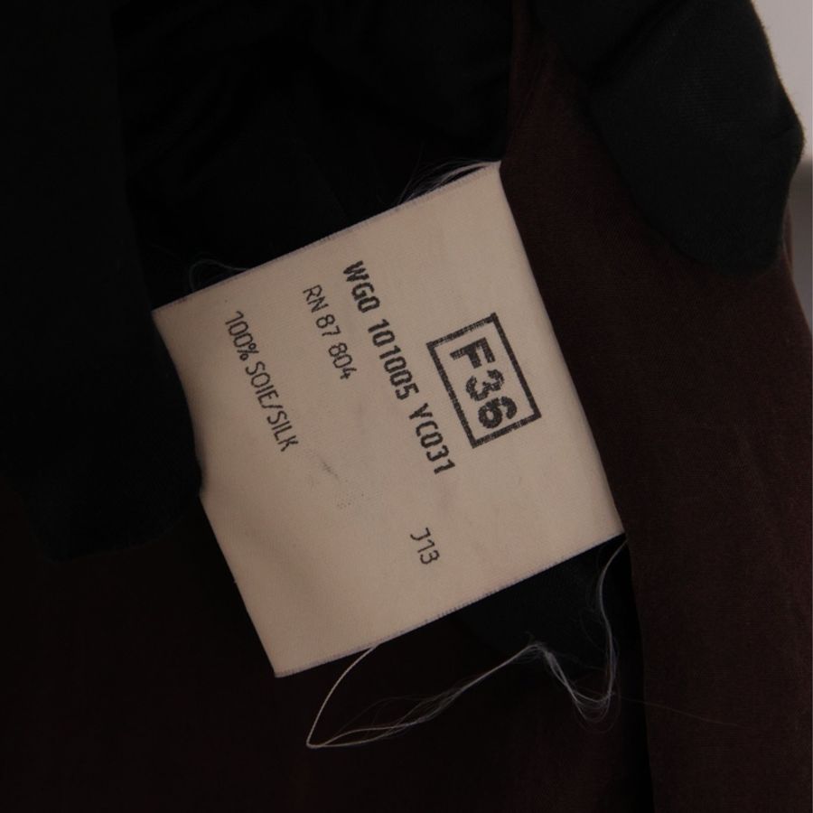 YSL 02年春夏紫色真丝飘带丝巾拉链上衣外套半裙套装-30