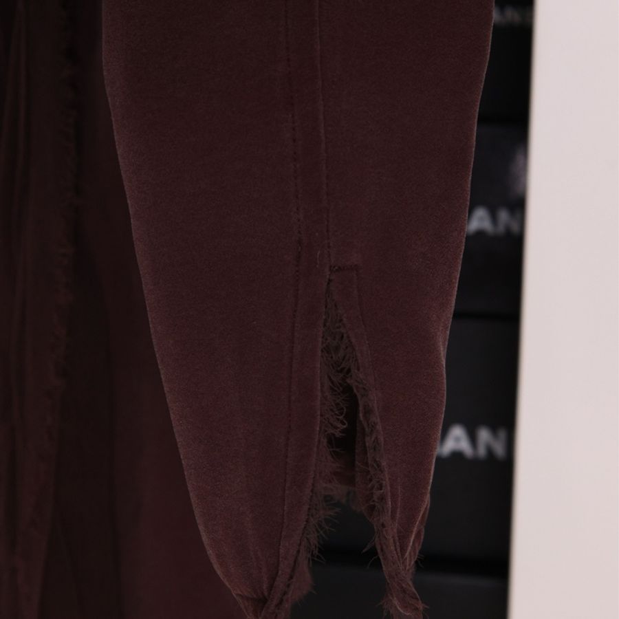 YSL 02年春夏紫色真丝飘带丝巾拉链上衣外套半裙套装-41