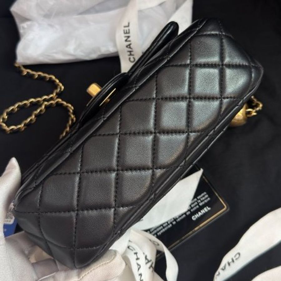 閒置新 香奈兒/Chanel CF大mini金球黑金鏈條包-4