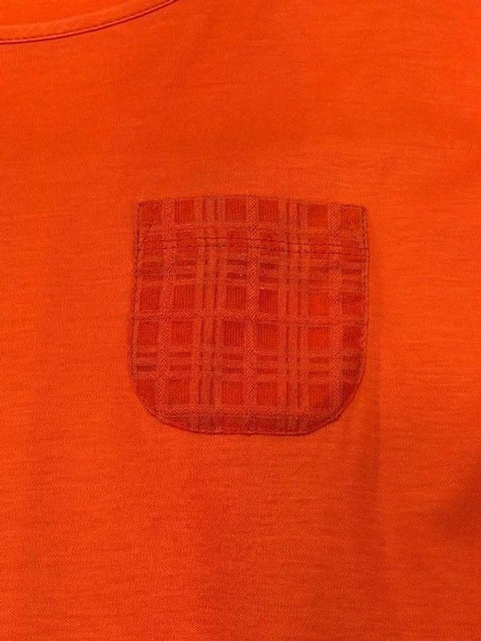 BURBERRY 藍標 拼接蕾絲格紋口袋戰馬上衣 橘色系-1