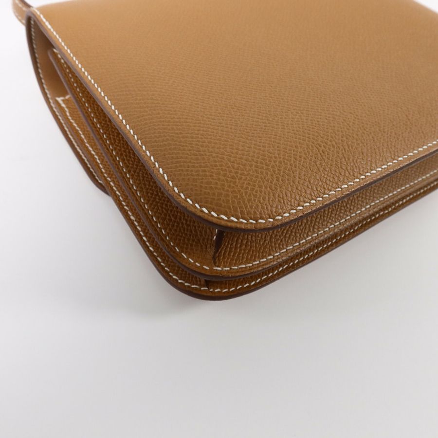 HERMES Epsom皮革Constance Mini肩背袋Gold-13