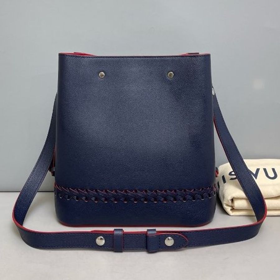 路易威登/Louis Vuitton Lockme Bucke藍色全皮編織水桶包-8