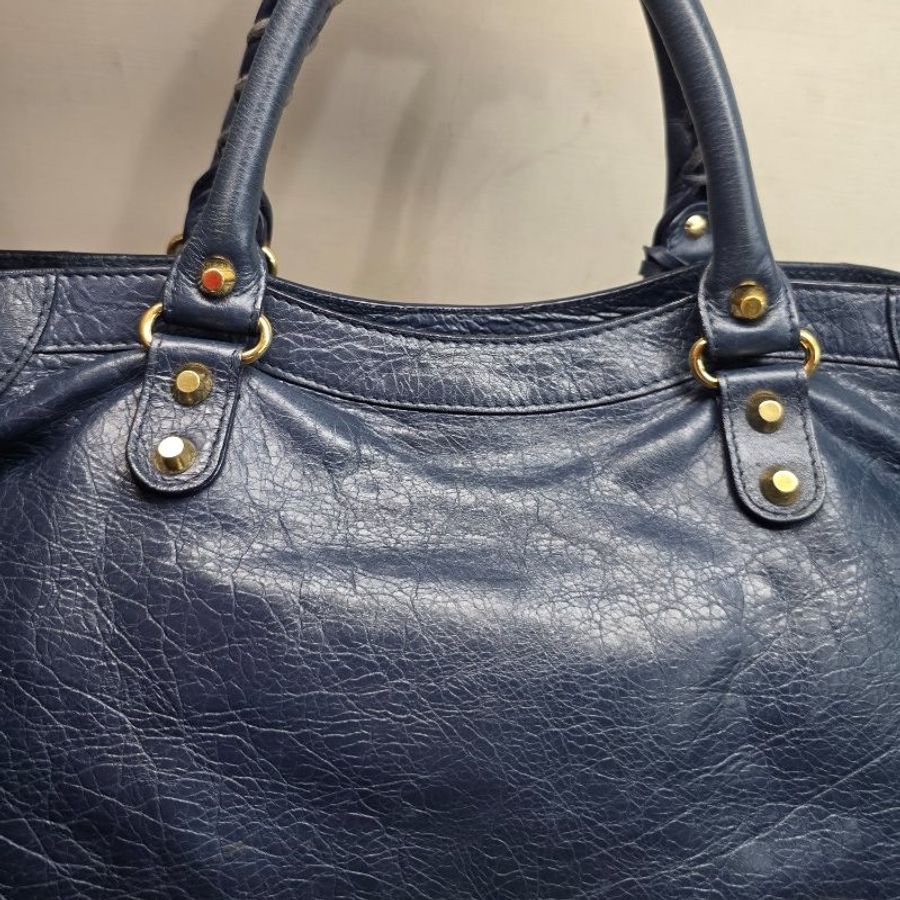 Balenciaga巴黎世家 絕美深藍 中款機車包 新版 Le City 長背帶 手提/肩背/斜跨 三用包-16