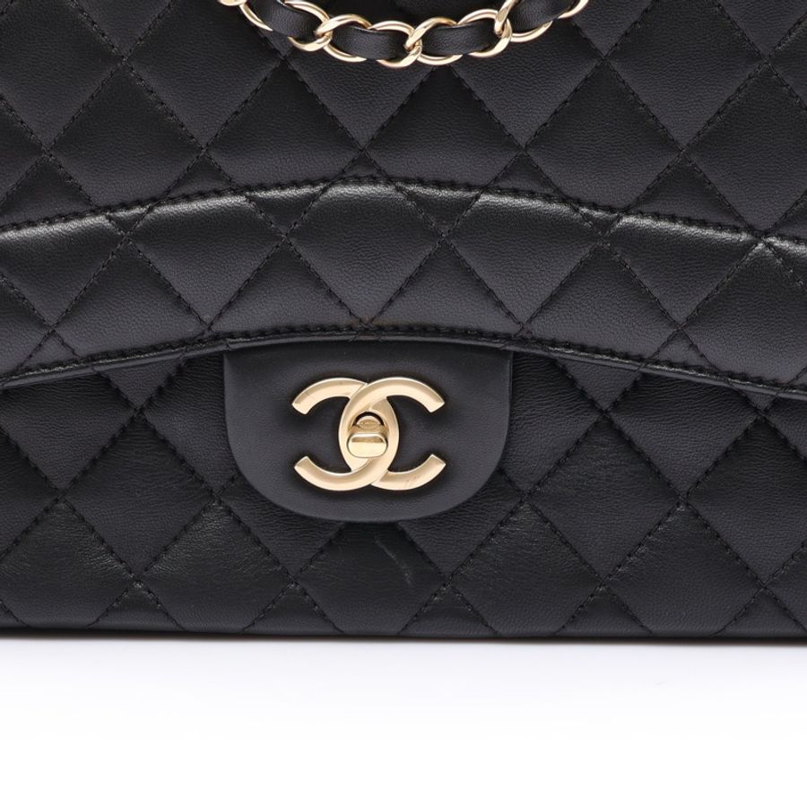 黑色 菱格紋 羊皮 Mademoiselle Chic Flap 鍊帶 肩背包 金釦【CHANEL 香奈兒】 A93938-6