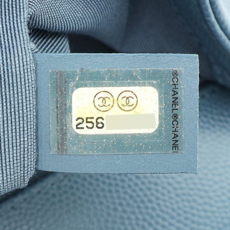 藍色 山形紋牛皮 BOY 25 肩背包 金扣 (無卡)【CHANEL 香奈兒】 A67086-4