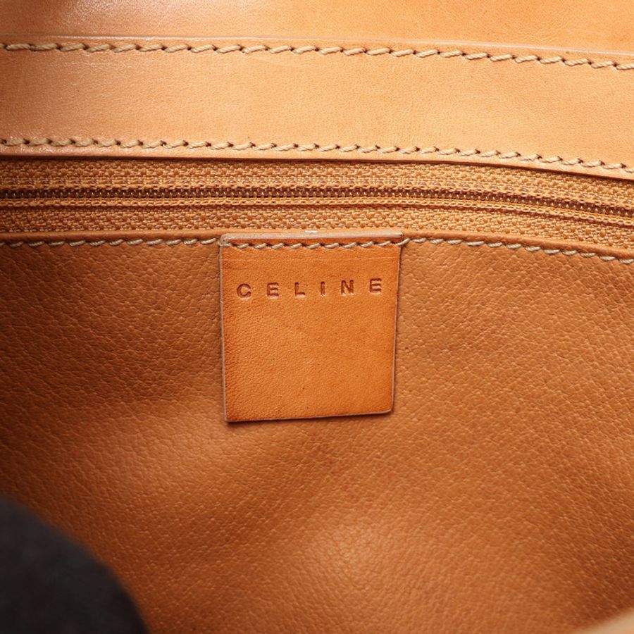 杏色 帆布 棕色 牛皮 Macadam 肩背包【CELINE 賽琳】-3
