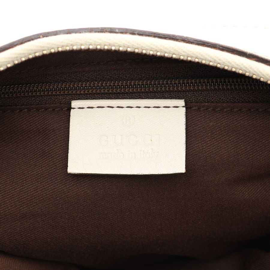 烏木色 GG 帆布 白色牛皮 Abbey D-Ring 肩背包【GUCCI 古馳】 190525-3