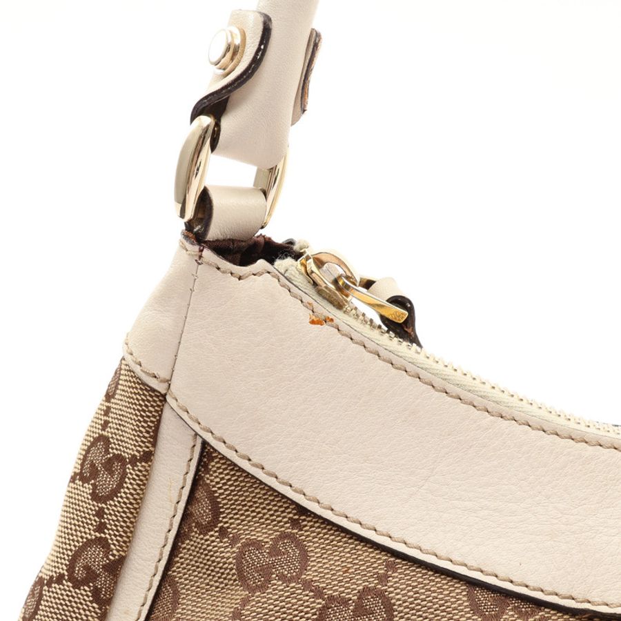 烏木色 GG 帆布 白色牛皮 Abbey D-Ring 肩背包【GUCCI 古馳】 190525-10