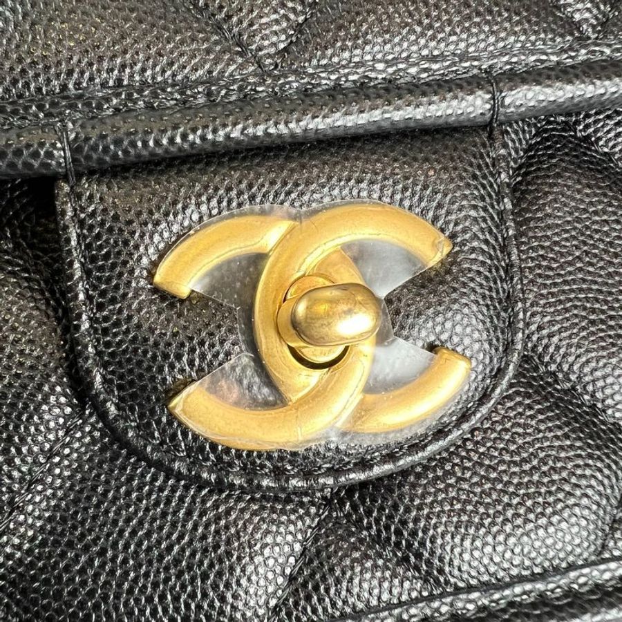 CHANEL CF軍牌提把郵差包荔枝黑 AS3653/晶片款-9