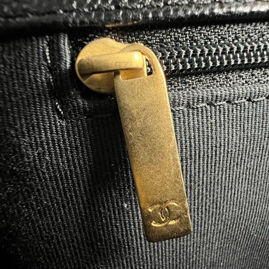 CHANEL CF軍牌提把郵差包荔枝黑 AS3653/晶片款-14