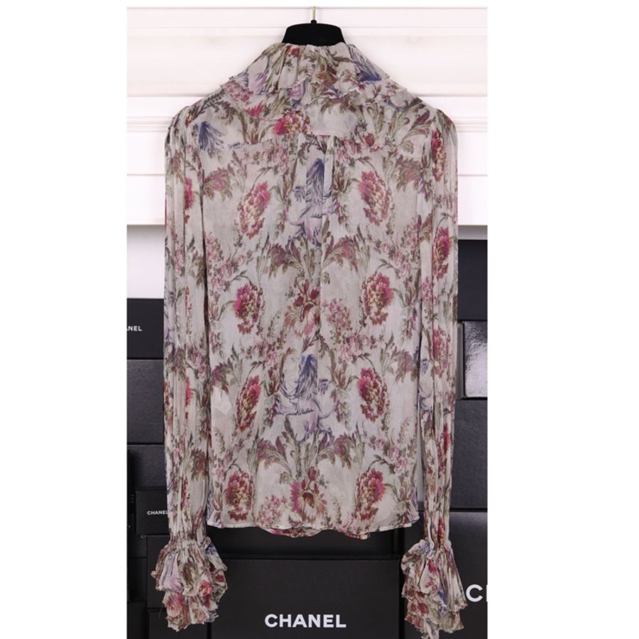 Dolce&Gabbana彩色花卉花边领长袖衬衫上衣-7