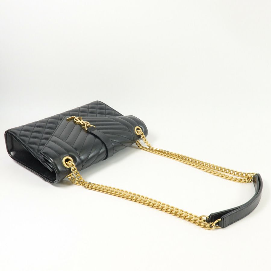 SAINT LAURENT 牛皮皮革Envelope Medium鏈帶肩背袋-9