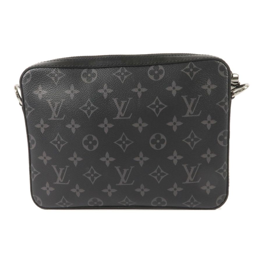 LOUIS VUITTON Monogram Eclipse Reverse Trio Messenger銀扣肩背袋灰色-1