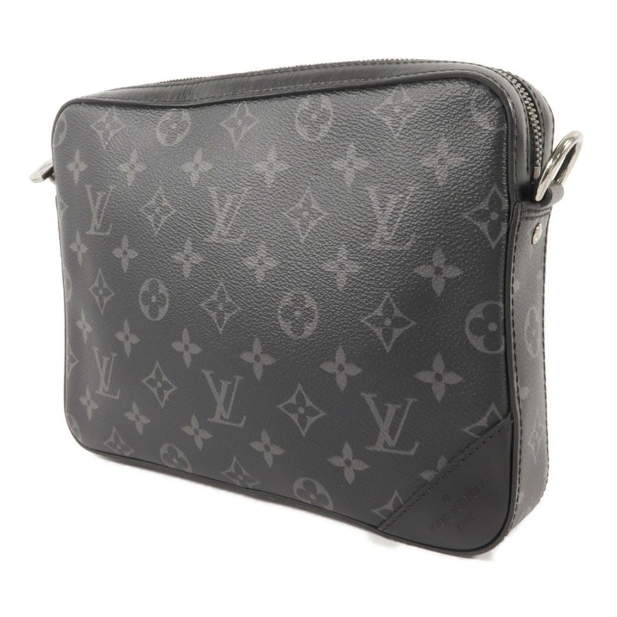 LOUIS VUITTON Monogram Eclipse Reverse Trio Messenger銀扣肩背袋灰色-2