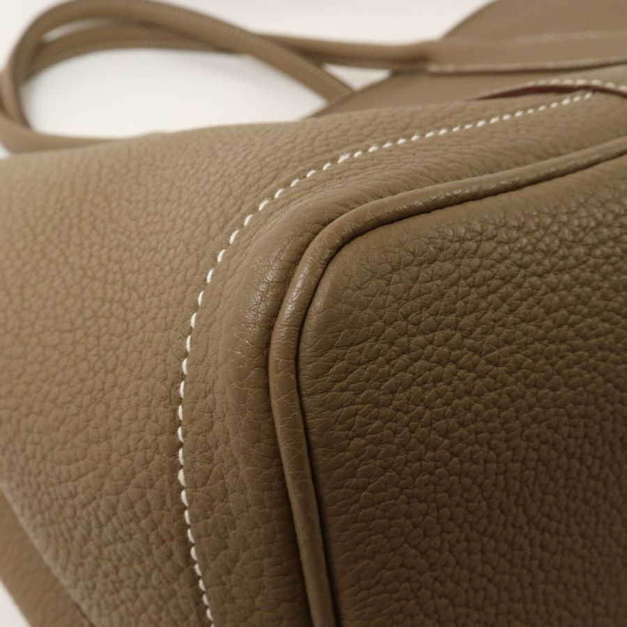 HERMES Negonda皮革Garden Party PM手挽袋Etoupe-10