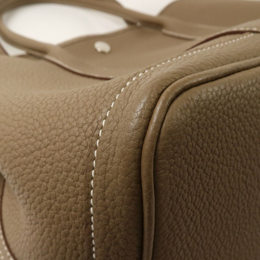 HERMES Negonda皮革Garden Party PM手挽袋Etoupe-12