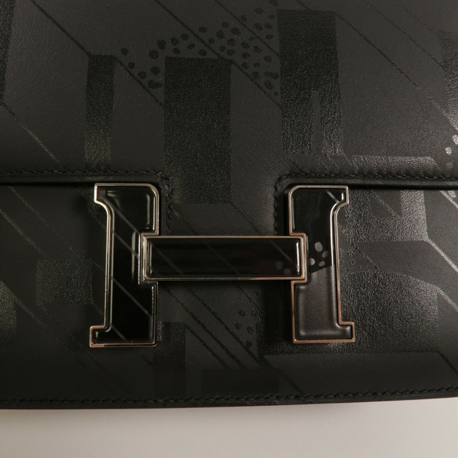 HERMES Sombrero皮革Mini Constance On A Summer Night肩背袋Noir-7
