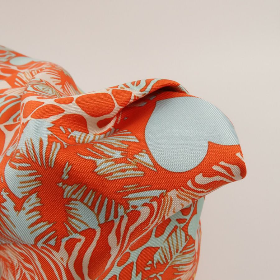 HERMES 絲質Balusoie Bag手挽袋Capucine/Bleu Zephyr-13