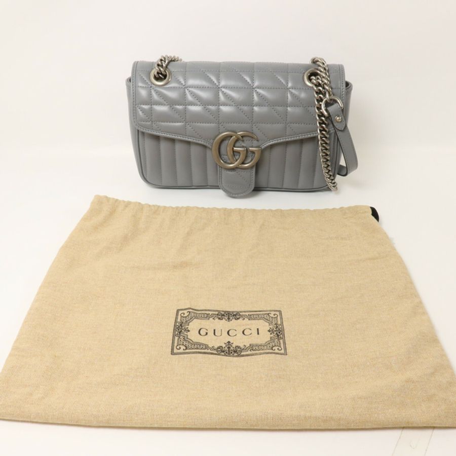 GUCCI 牛皮皮革GG Marmont Shoulder Bag鏈帶肩背袋-8