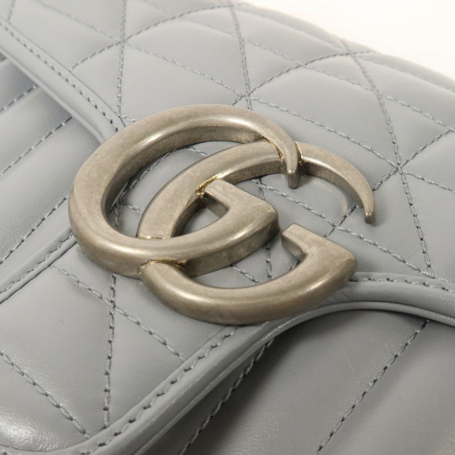 GUCCI 牛皮皮革GG Marmont Shoulder Bag鏈帶肩背袋-9