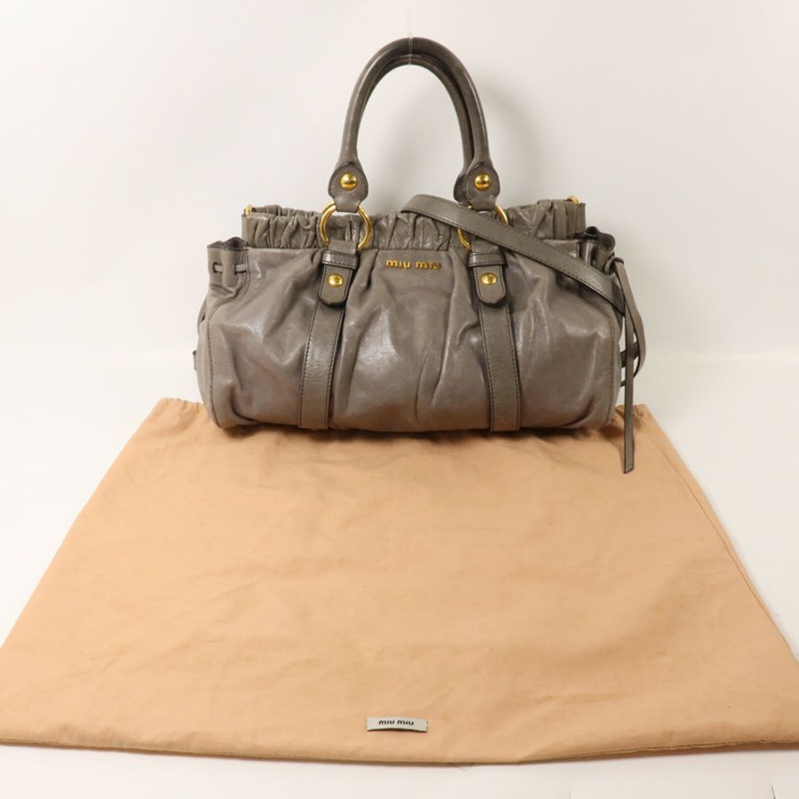 Miu Miu 牛皮皮革2 Way Shoulder手挽肩背兩用袋-9
