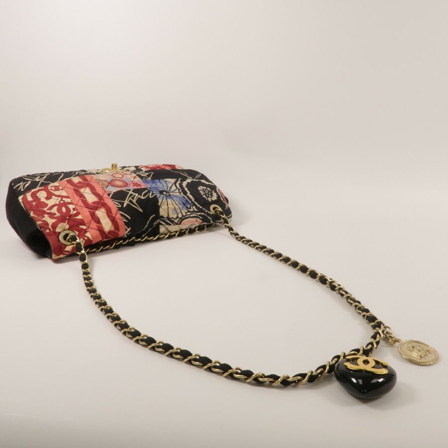 CHANEL 棉布Patchwork Flap鏈帶肩背袋-9