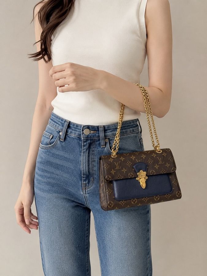 ✨【出售】LV Monogram × Navy Leather 拼接深藍鏈條肩背包✨-0