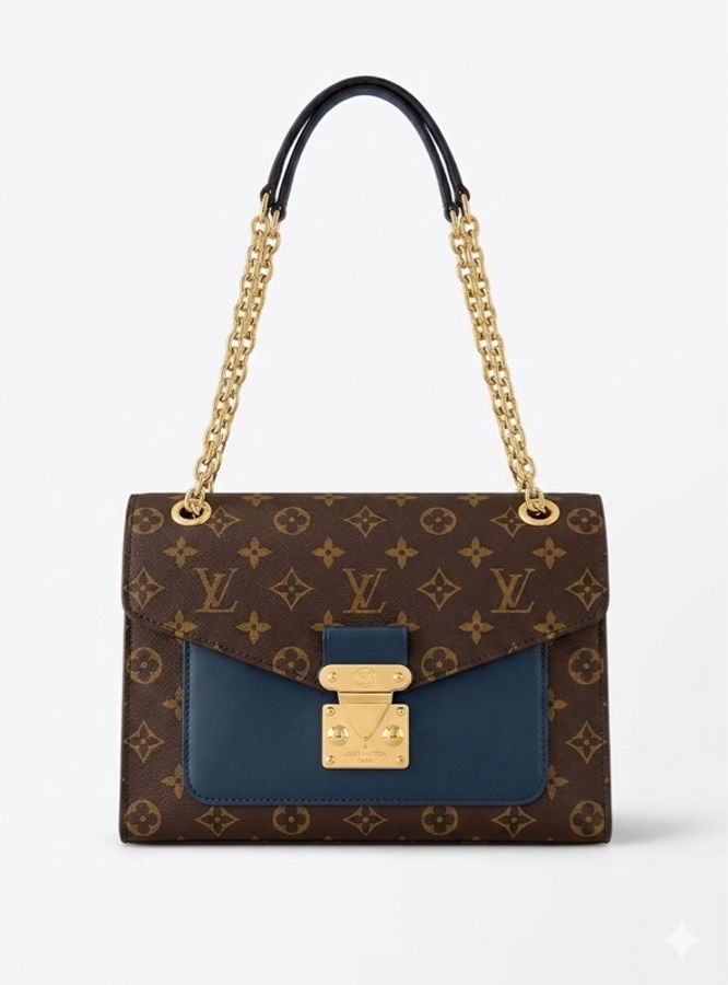 ✨【出售】LV Monogram × Navy Leather 拼接深藍鏈條肩背包✨-8
