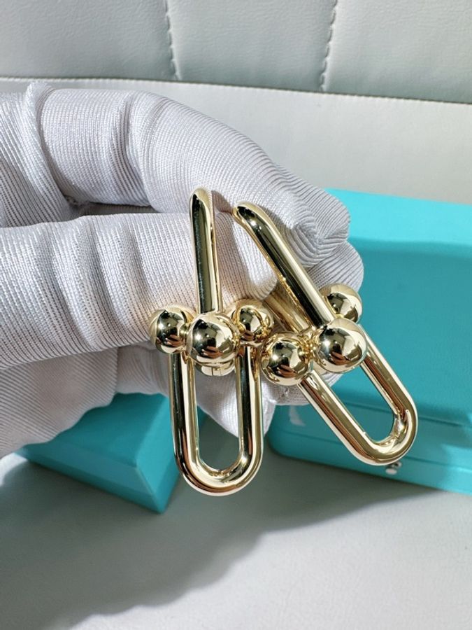 Tiffany蒂芙尼 hardwear系列 18K黃金鍊環耳環,特大號 長4.6cm-5