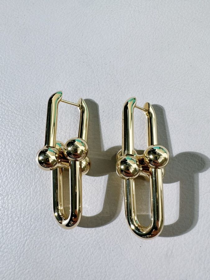 Tiffany蒂芙尼 hardwear系列 18K黃金鍊環耳環,特大號 長4.6cm-6