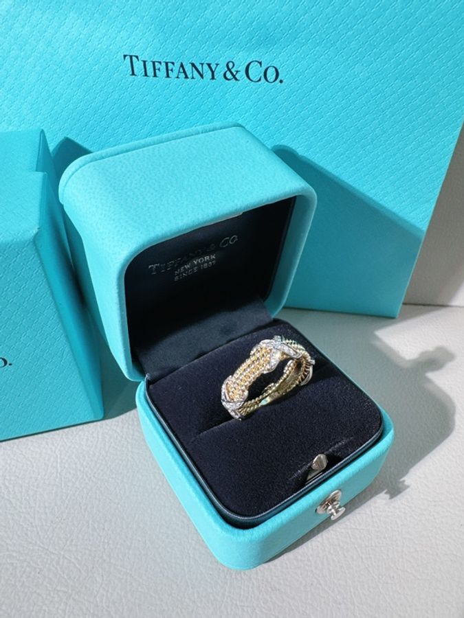 Tiffany & Co. 蒂芙尼 Schlumberger 史隆伯傑 大師 系列 Rope 三行X形戒指,51碼-2