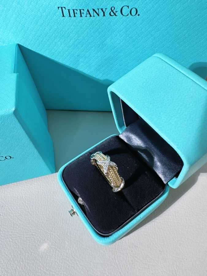 Tiffany & Co. 蒂芙尼 Schlumberger 史隆伯傑 大師 系列 Rope 三行X形戒指,51碼-3