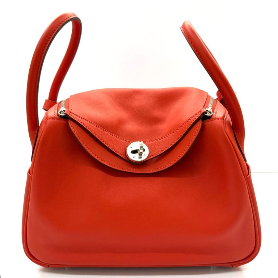 HERMES 愛馬仕 9T CAPUCINE 火焰橘LINDY 26 X刻印 SWIFT-0