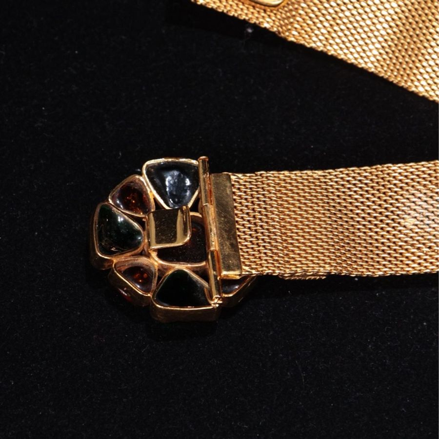 Chanel 96年重工素金编织红绿琉璃腰带-15