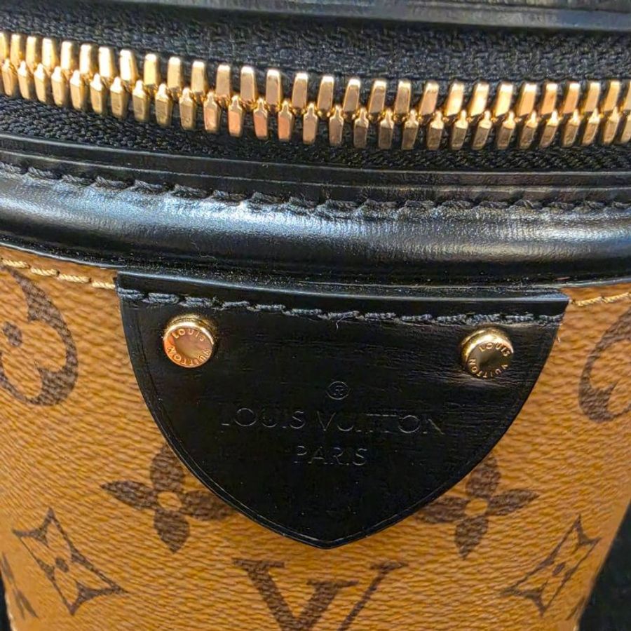 【美收精品】LV CANNES 經典花紋拼手提接復古包圓筒包/水桶包 5-653-8