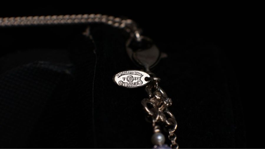Chanel 12年紫色椭圆水晶玛瑙片三层项链-1