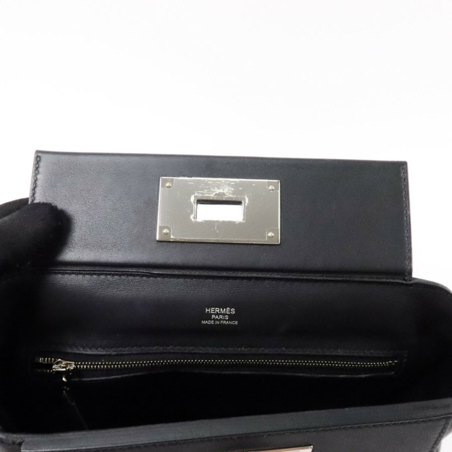 HERMES Volupto皮革24/24 Mini手挽肩背兩用袋Noir-16
