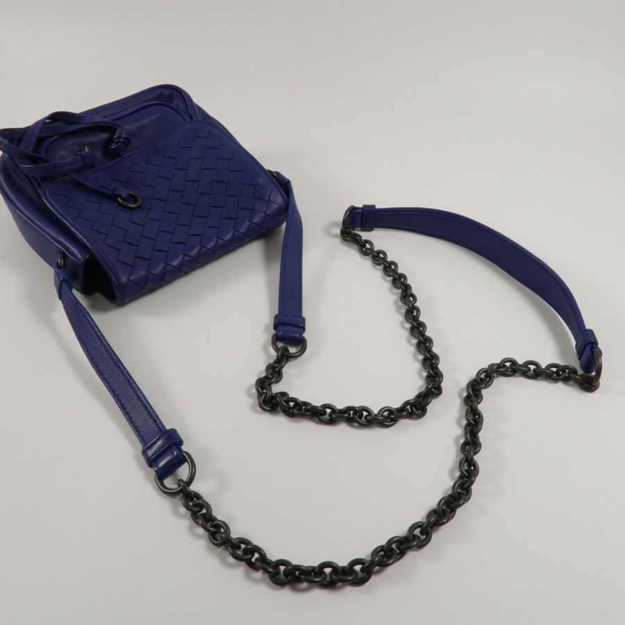 BOTTEGA VENETA 羊皮皮革New Tie Intrecciato Mini Saddle Bag鏈帶肩背袋-7