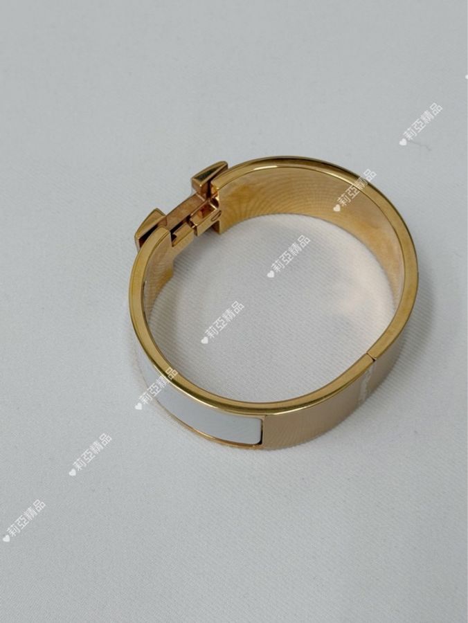 莉亞精品♡ Hermes H寬版手環白金 Pm 二手美品-6