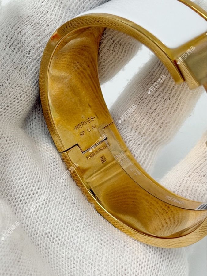 莉亞精品♡ Hermes H寬版手環白金 Pm 二手美品-8