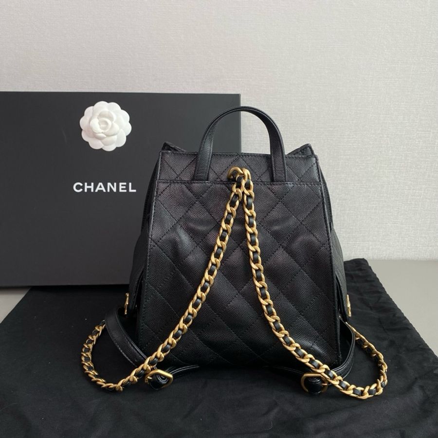 💎Chanel香奈兒|黑金荔枝皮25bag雙肩包|全新閒置芯片款-4