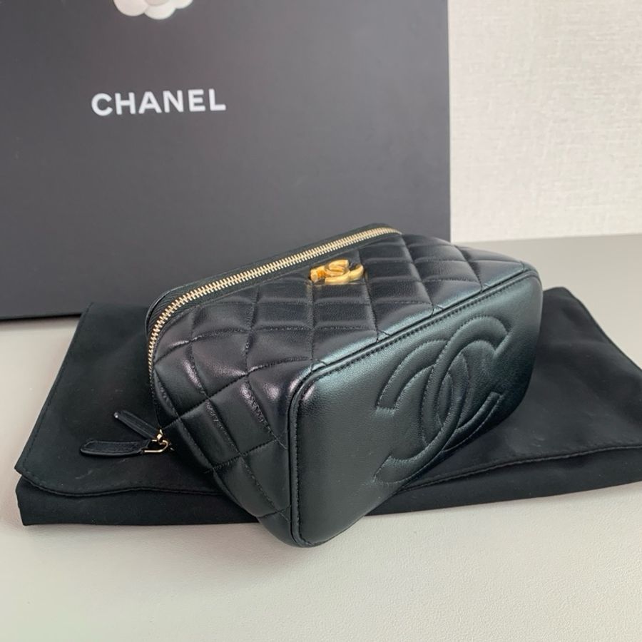💎Chanel香奈兒|25p黑金羊皮愛心金球長盒子 化妝盒子 帶鏡子|98新芯片款-5