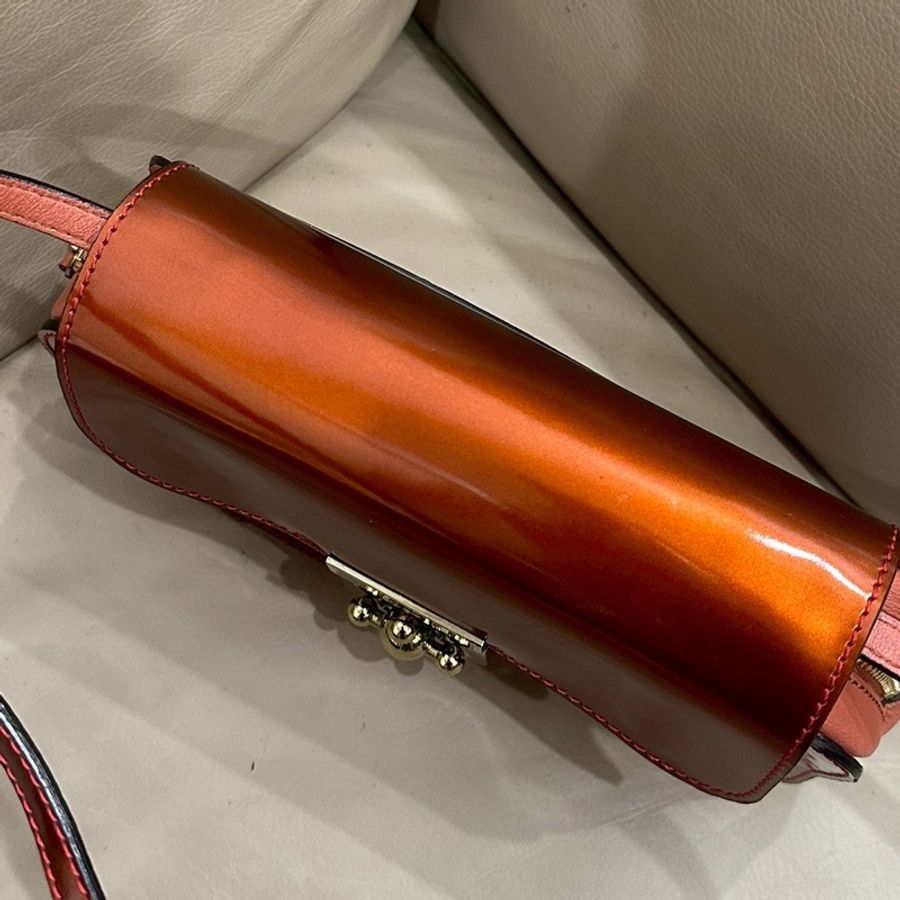 CHLOE蔻依亮金橙色金釦拼牛皮相機包挎下包🤵🏻🤵🏼♀️-14