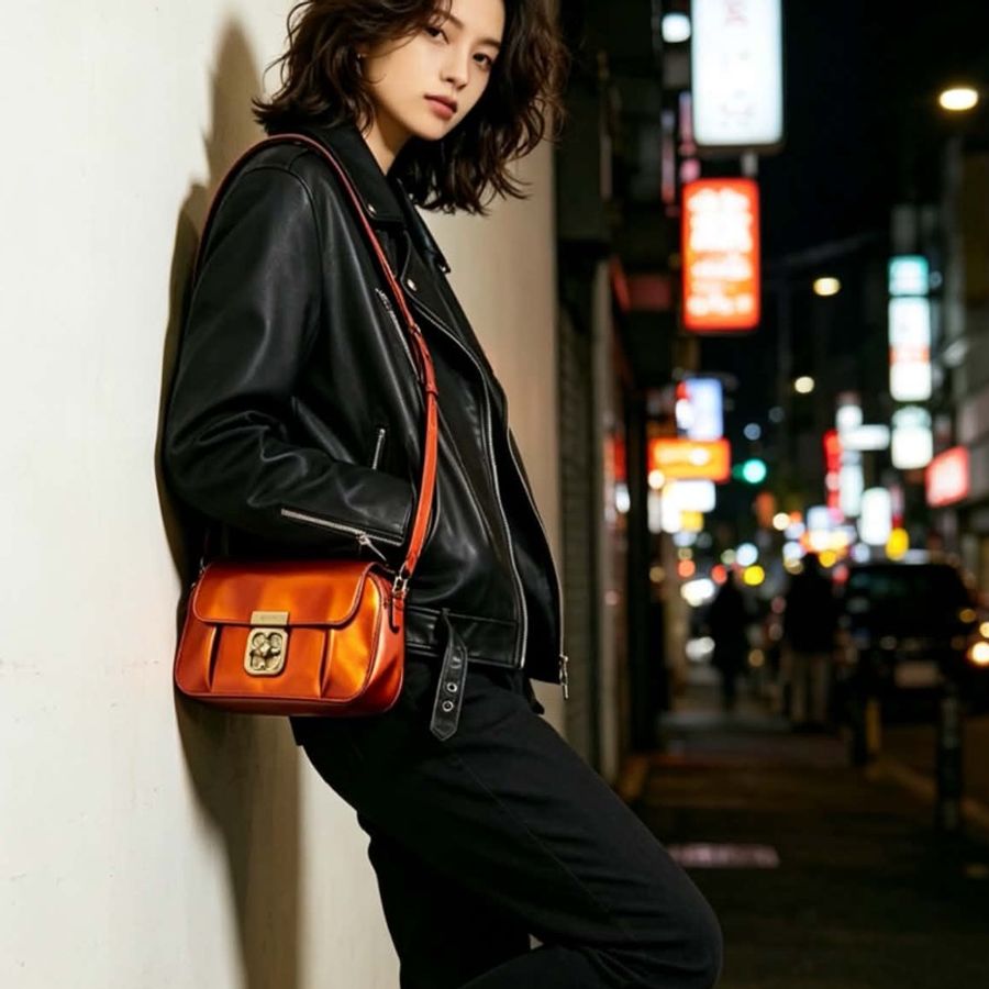 CHLOE蔻依亮金橙色金釦拼牛皮相機包挎下包🤵🏻🤵🏼♀️-2