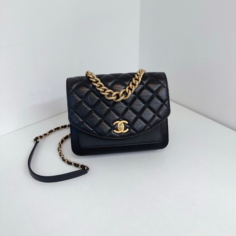 Chanel 香奈兒 黑金 孟買 風琴郵差包 口蓋包手提包斜挎包 小號-0